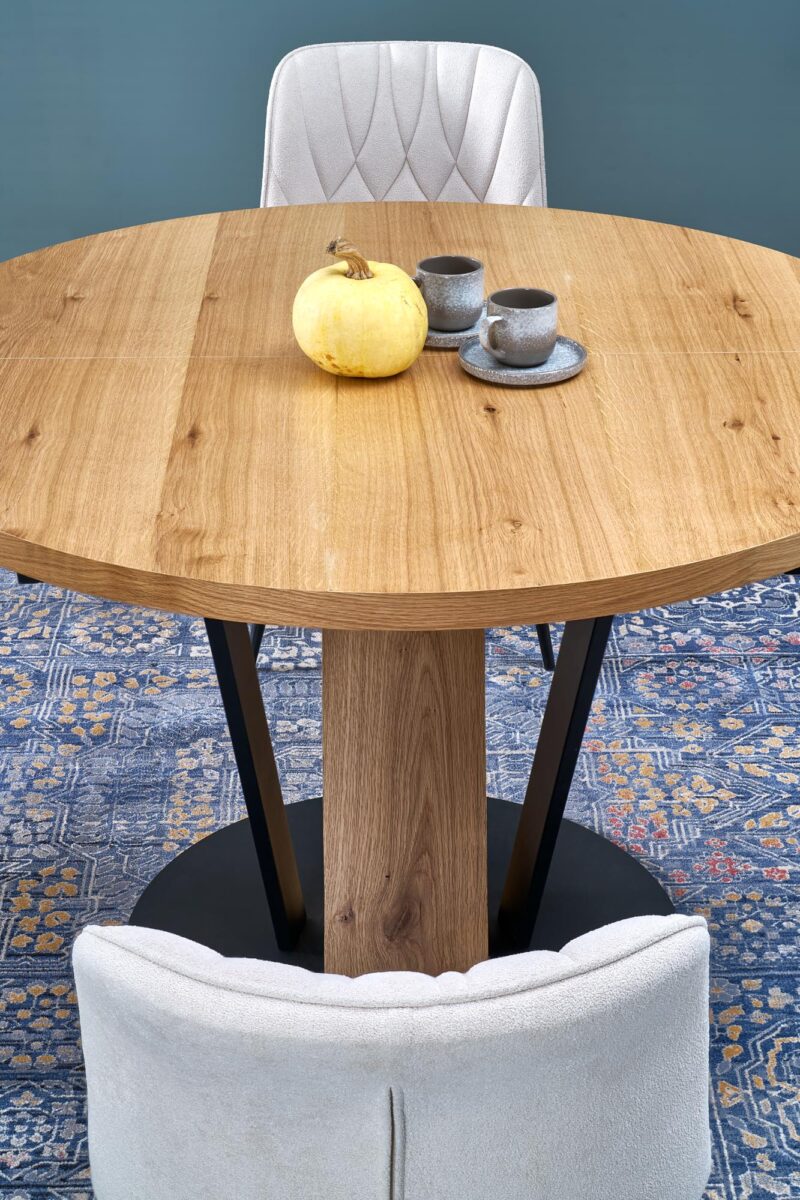 Pikendatav söögilaud FANIS, ümmargune / naturaalne / must