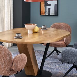 Pikendatav söögilaud FANIS, ümmargune / naturaalne / must