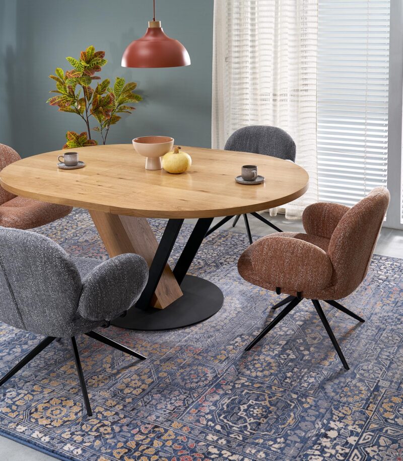 Pikendatav söögilaud FANIS, ümmargune / naturaalne / must