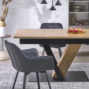 Pikendatav Söögilaud FANIS, naturaalne / must