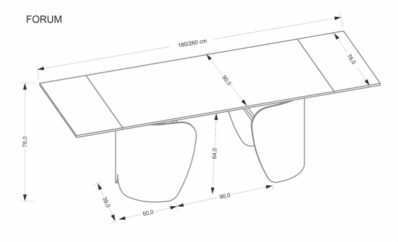 Pikendatav Söögilaud FORUM, must marmor / must