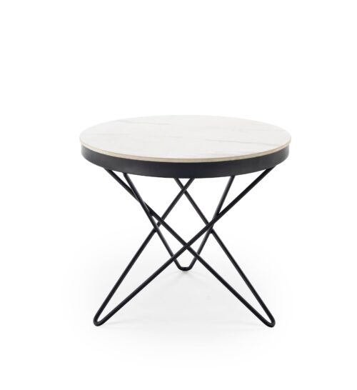 Kohvilaud LORIEN, valge marmor / must