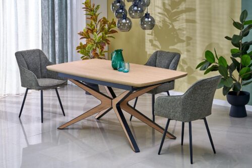 Pikendatav söögilaud JAMES, naturaalne / must