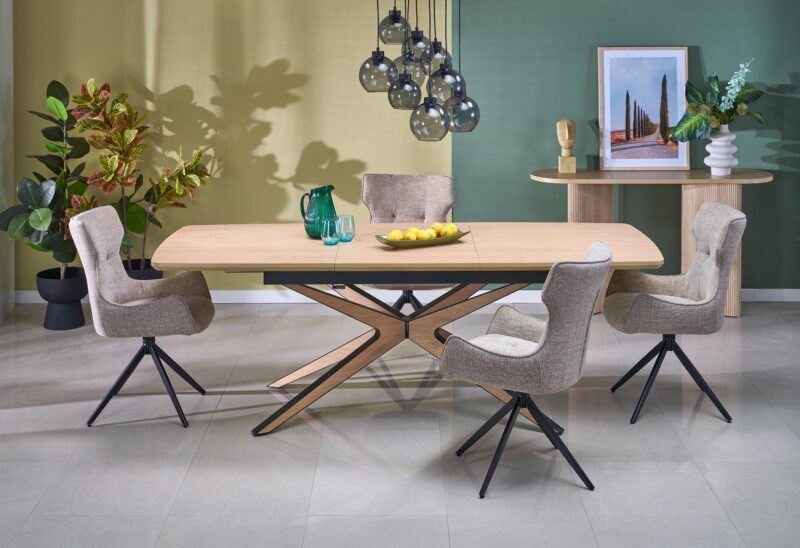 5905248136908_5 Pikendatav söögilaud JAMES, naturaalne / must