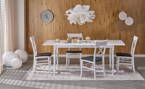 Pikendatav söögilaudlaud NELMAR, valge