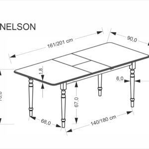 Pikendatav söögilaudlaud NELMAR, valge