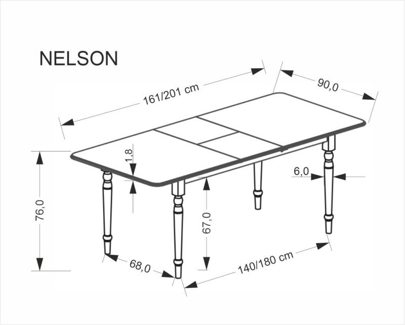 Pikendatav söögilaudlaud NELMAR, valge