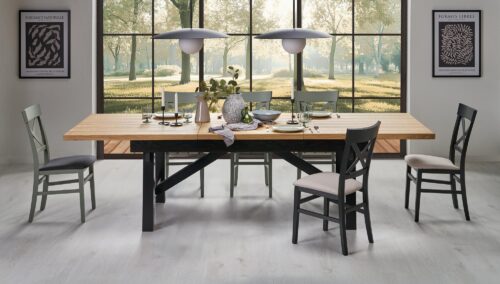 Pikendatav Söögilaud FIERON, naturaalne tamm / must