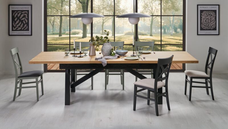 Pikendatav Söögilaud FIERON, naturaalne tamm / must