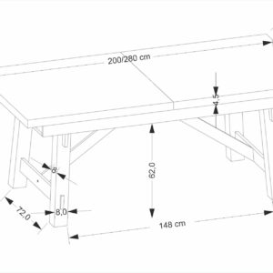 Pikendatav Söögilaud FIERON, naturaalne tamm / must