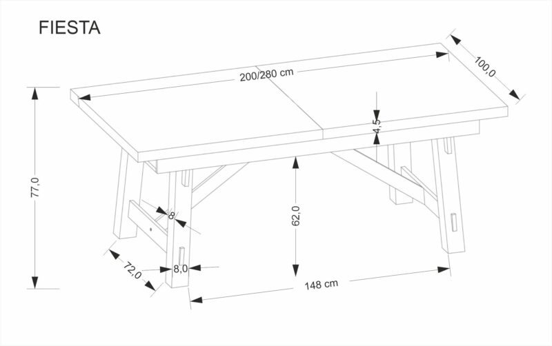 Pikendatav Söögilaud FIERON, naturaalne tamm / must