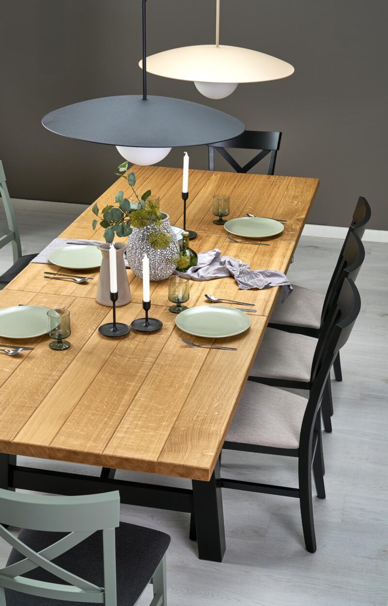 Pikendatav Söögilaud FIERON, naturaalne tamm / must