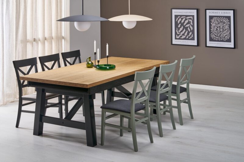 Pikendatav Söögilaud FIERON, naturaalne tamm / must