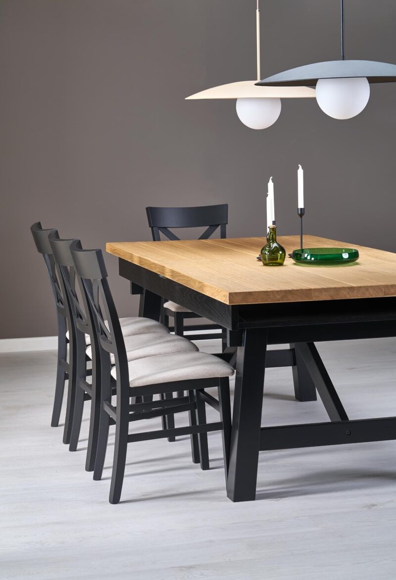 Pikendatav Söögilaud FIERON, naturaalne tamm / must