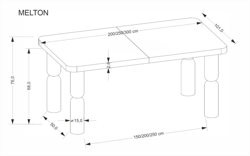 Pikendatav söögilaud JAPARIO, hele pähkel