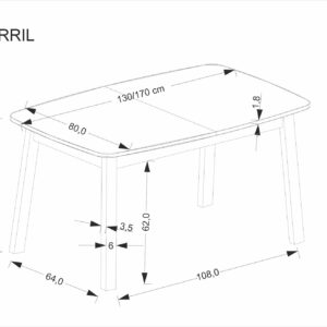 Pikendatav Söögilaud BARTON, tamm / must