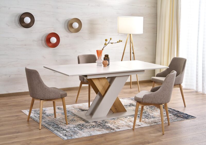 Pikendatav söögilaud ALETTA– must / tamme imitatsioon