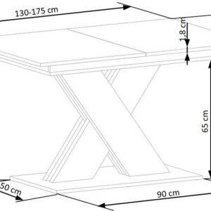 Pikendatav söögilaud ALETTA– must / tamme imitatsioon