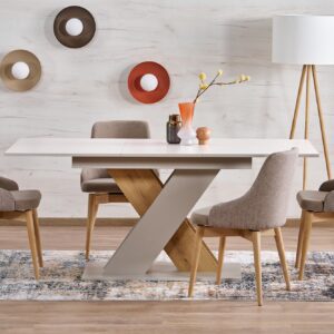 Pikendatav söögilaud ALETTA– must / tamme imitatsioon