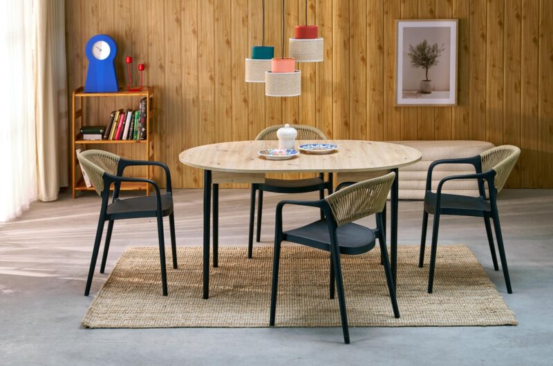 Pikendatav Söögilaud  PIVARO, tamm / mustad jalad