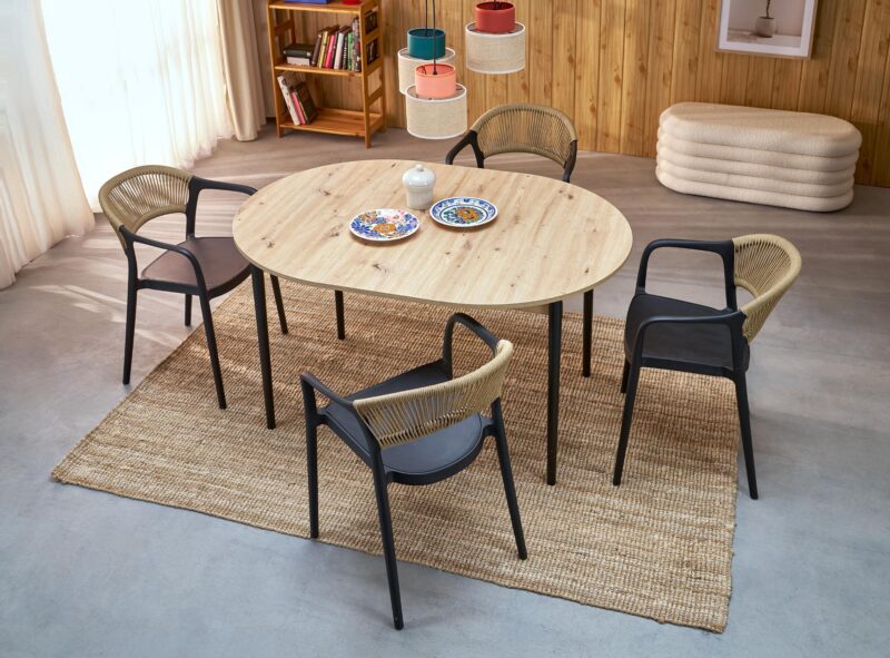 Pikendatav Söögilaud  PIVARO, tamm / mustad jalad