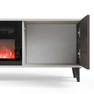 Televiisorialus RAVENO 2 RTV-K, kaminaga 180 cm, kašmiir / pähkel / must