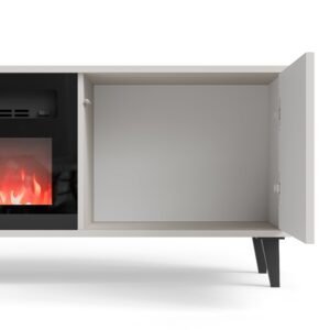 Televiisorialus RAVENO 2 RTV-K, kaminaga 180 cm, kašmiir / pähkel / must