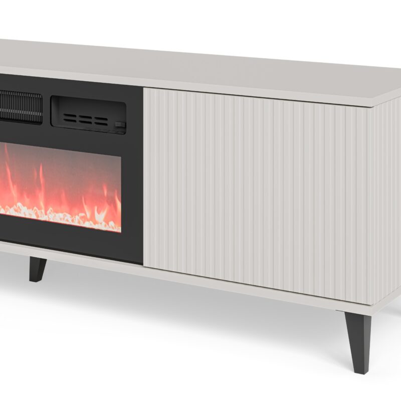 Televiisorialus RAVENO 2 RTV-K, kaminaga 180 cm, kašmiir / pähkel / must