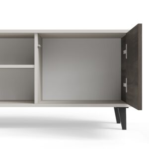 Televiisorialus RAVENO 2 RTV-K, kaminaga 180 cm, kašmiir / pähkel / must