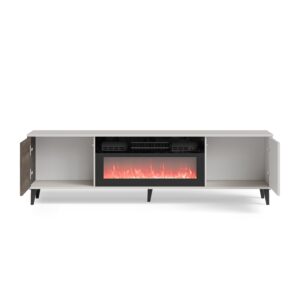 Televiisorialus RAVENO 2 RTV-K, kaminaga 180 cm, kašmiir / pähkel / must