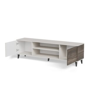 Televiisorialus RAVENO 2 RTV-K, kaminaga 180 cm, kašmiir / pähkel / must