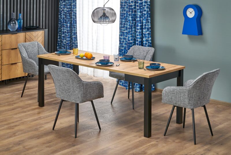 Pikendatav söögilaud QUBARO, tamm / must