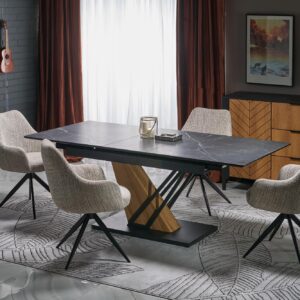 Pikendatav Söögilaud VOLANT 160x200, must marmor