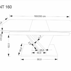 Pikendatav Söögilaud VOLANT 160x200, must marmor