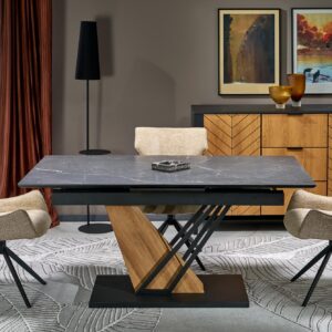 Pikendatav Söögilaud VOLANT 160x200, must marmor