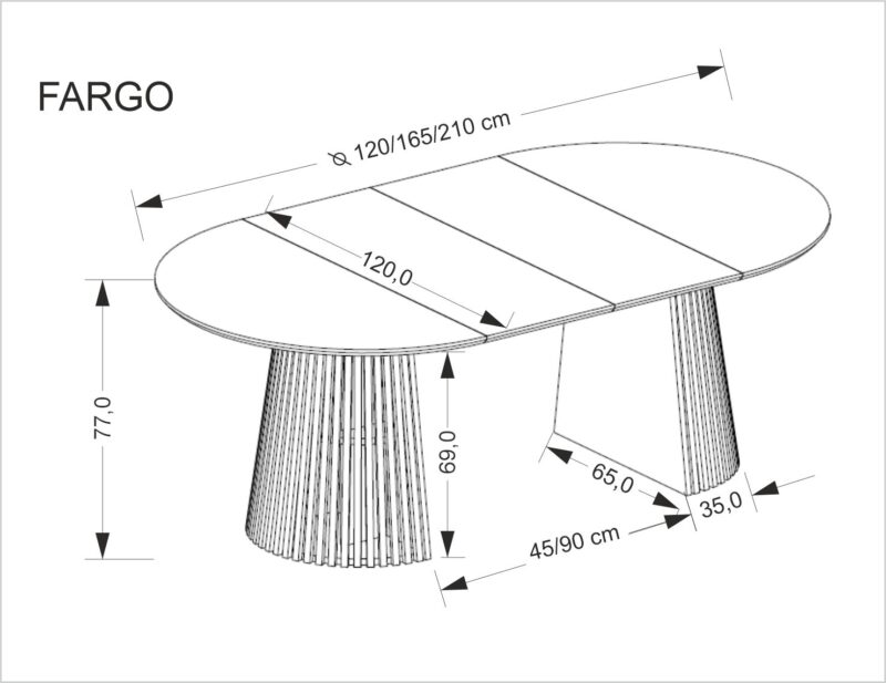 Pikendatav Söögilaud FARGO, naturaalne puit / naturaalne puit