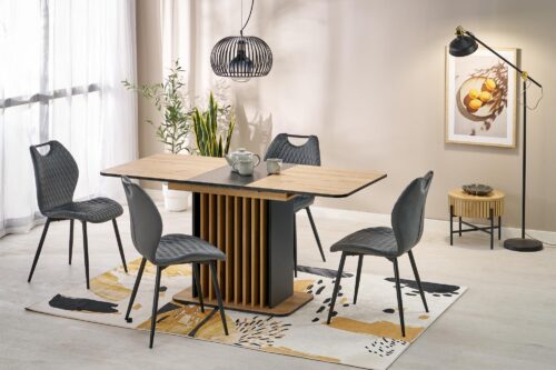 Pikendatav söögilaud NAVESSA – must / tamme imitatsioon