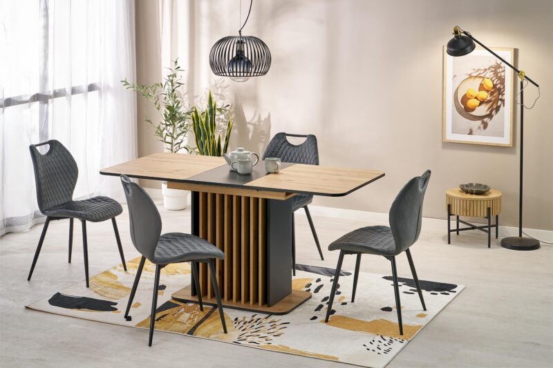 Pikendatav söögilaud NAVESSA – must / tamme imitatsioon