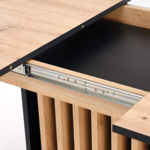 Pikendatav söögilaud NAVESSA – must / tamme imitatsioon