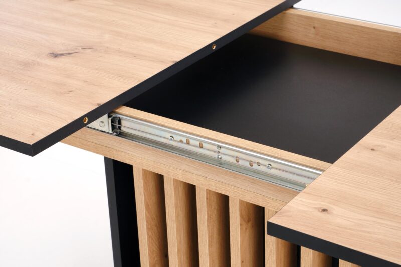 Pikendatav söögilaud NAVESSA – must / tamme imitatsioon