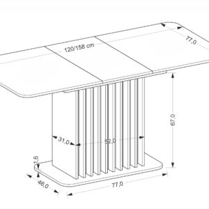 Pikendatav söögilaud NAVESSA – must / tamme imitatsioon