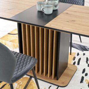 Pikendatav söögilaud NAVESSA – must / tamme imitatsioon