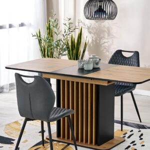 Pikendatav söögilaud NAVESSA – must / tamme imitatsioon