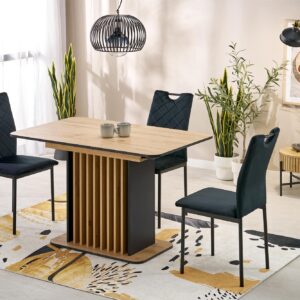 Pikendatav söögilaud NAVESSA – must / tamme imitatsioon