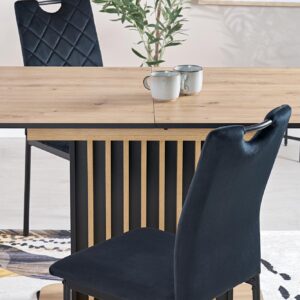 Pikendatav söögilaud NAVESSA – must / tamme imitatsioon