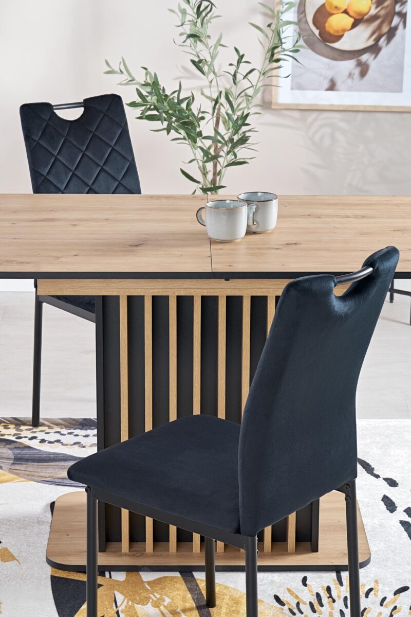 Pikendatav söögilaud NAVESSA – must / tamme imitatsioon