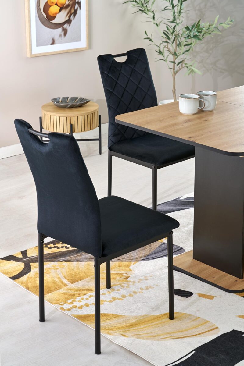 Pikendatav söögilaud NAVESSA – must / tamme imitatsioon