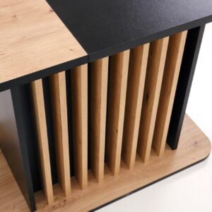 Pikendatav söögilaud NAVESSA – must / tamme imitatsioon