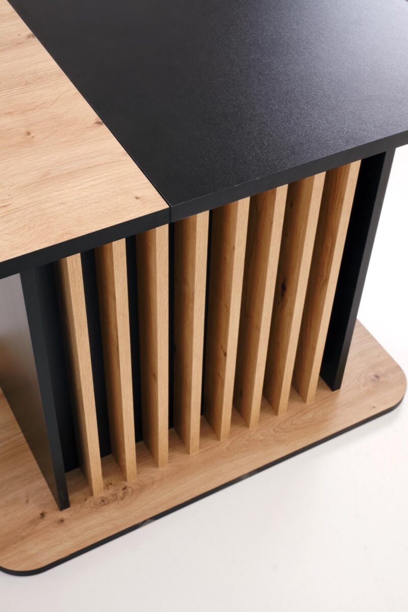 Pikendatav söögilaud NAVESSA – must / tamme imitatsioon