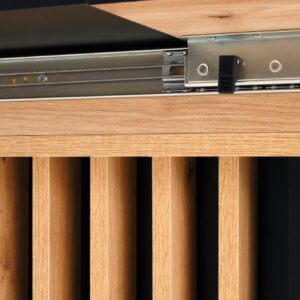 Pikendatav söögilaud NAVESSA – must / tamme imitatsioon